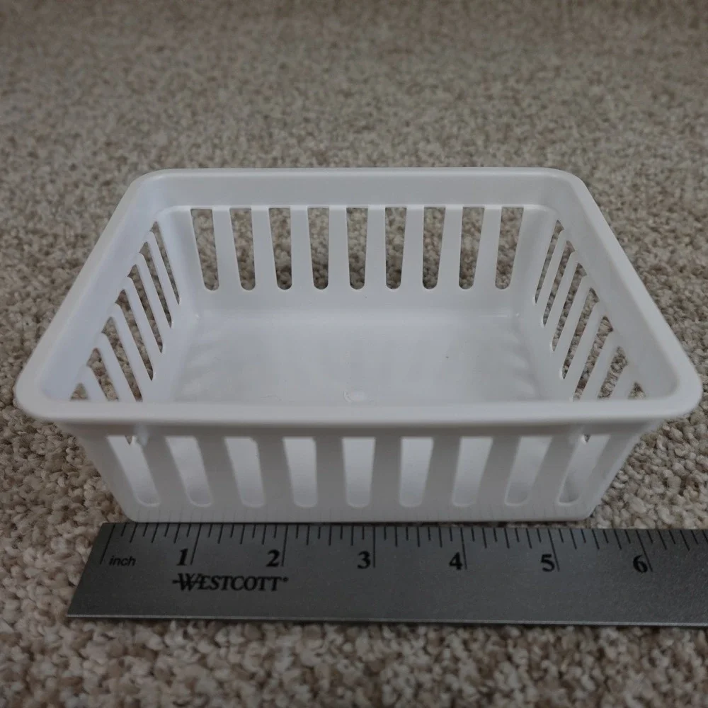 White Plastic Slotted Storage Baskets Set of 3 Drawer Organizers Bins
